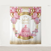 Luxus Sweet 16 Hintergrund Rosa Gold Balloons Spar Wandteppich (Vorderseite)