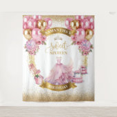 Luxus Sweet 16 Party Hintergrund Pink Gold Glitzer Wandteppich (Vorderseite)