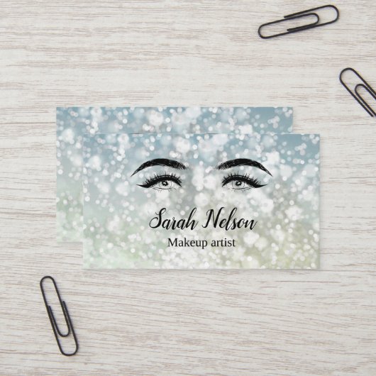 Luxus Sweet Silver Funkelnd Makeup Business Card Visitenkarte (Vorderseite/Rückseite Beispiel)