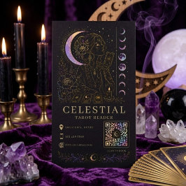 Luxus-Tarotkartenleser Schwarz Gold QR Visitenkarte