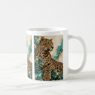 Luxus-Tassen mit Teal- und Gold-Leoparden-Muster Kaffeetasse