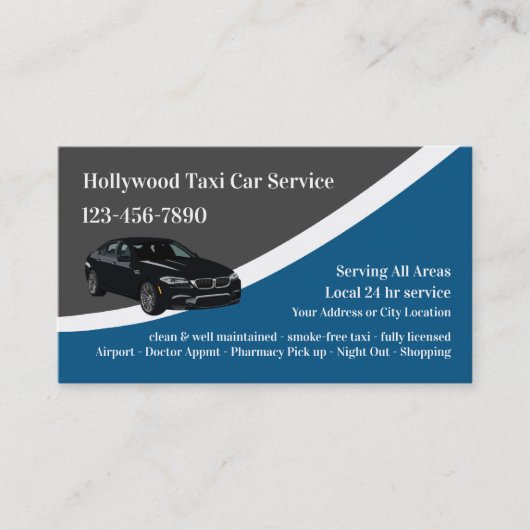 Luxus Taxi Service Business Cards Visitenkarte (Vorderseite)