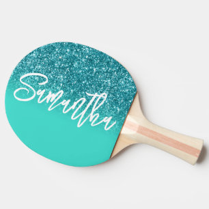 Luxus-Teal-Glitter Türkis Ombre Personalisieren Tischtennis Schläger