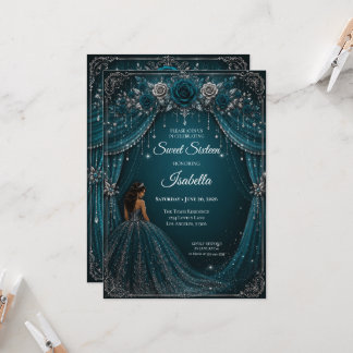 Luxus Teal Prinzessin Sweet Sixteen Einladung
