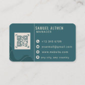 Luxus Teal und Creme Professioneller QR-Code Visitenkarte (Rückseite)
