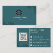 Luxus Teal und Creme Professioneller QR-Code Visitenkarte (Vorne/Hinten)