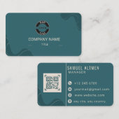 Luxus Teal und Creme Professioneller QR Code Visitenkarte (Vorne/Hinten)