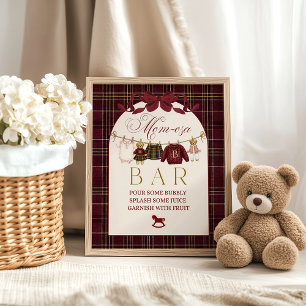 Luxus-Teddy-Babyparty-Mädchen-Kariert-Momosa-Bar Poster