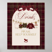 Luxus-Teddy-Babyshower-Mädchen-Karogestaltung Getr Poster (Vorne)