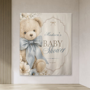 Luxus-Teddybär Blaues Band Baby Shower Wandteppich