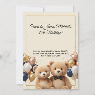 Luxus-Teddybär-Geburtstag Einladung