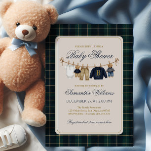Luxus-Teddybär-Karodecken-Babyparty Einladung