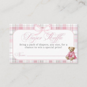 Luxus-Teddybär Rosa Kariert Baby Girl Shower Begleitkarte