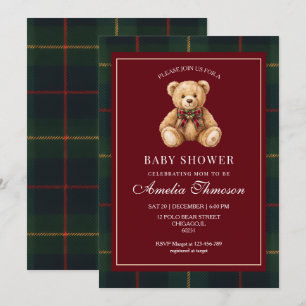 Luxus-Teddybär-Weihnachts-Baby-Shower-Einladung Einladung