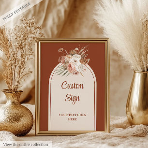 Luxus Terracotta Pampas Sage Boho Arch Custom Poster