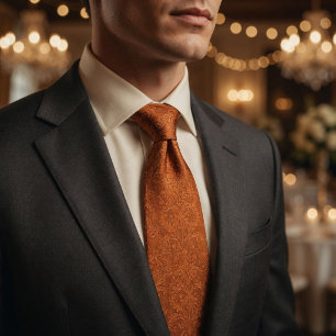 Luxus-Terrakotta-Brandorange-Barock-Blumenmuster Krawatte