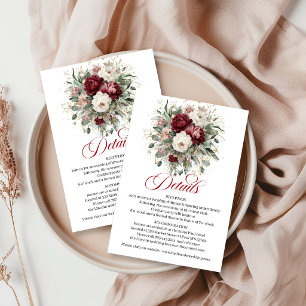 Luxus Tiefrotes Florales Eukalyptus Gold Infokarte Begleitkarte