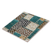 Luxus-Tierdruck mit tealfarbenem falschen Glitter Fliese (Seite)