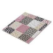 Luxus-Tierdruck Rosa Faux-Glitter Fliese (Seite)