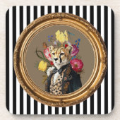 Luxus-Tierkunst-Unterleger – Leopard-Porträt  Getränkeuntersetzer (Vorderseite)