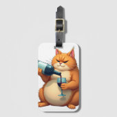 Luxus-Tipsy-Cat-Moderne-Kunst-Illustration Gepäckanhänger (Vorderseite Vertikal)