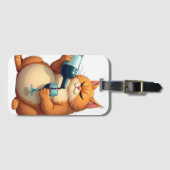 Luxus-Tipsy-Cat-Moderne-Kunst-Illustration Gepäckanhänger (Vorderseite (Horizontal))