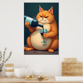 Luxus-Tipsy-Cat-Moderne-Kunst-Illustration Poster (Küche)