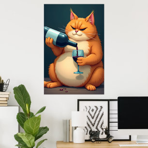 Luxus-Tipsy-Cat-Moderne-Kunst-Illustration Poster