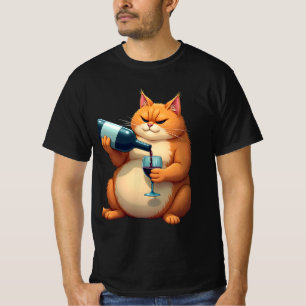 Luxus-Tipsy-Cat-Moderne-Kunst-Illustration T-Shirt