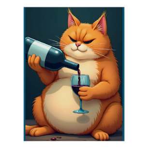 Luxus-Tipsy-Kat-Moderne-Kunst-Illustration Poster