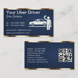Luxus-Transportwagen QR-Code Blau & Gold  Visitenkarte