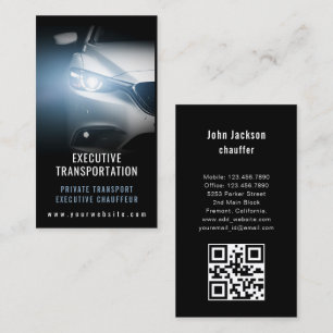 Luxus-Transportwagen-QR-Code Blau & Schwarz Visitenkarte