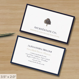 Luxus Tree Logo Navy Blue Border Visitenkarte