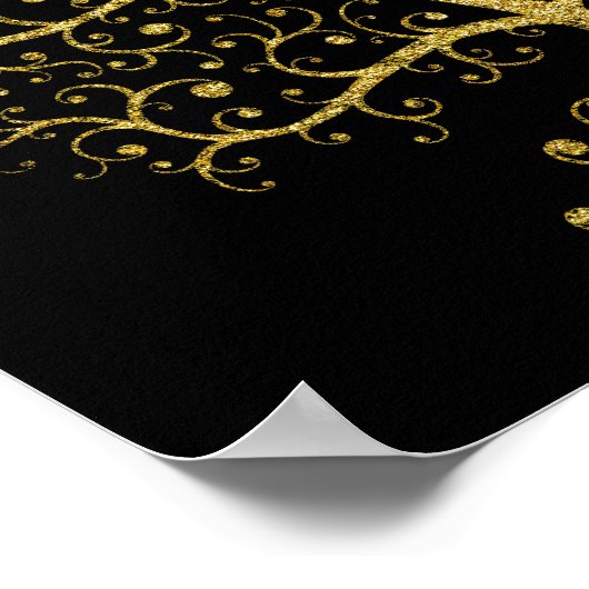 Luxus Tree of Life Black Gold Moderne Poster (Ecke)