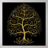 Luxus Tree of Life Black Gold Moderne Poster (Vorne)