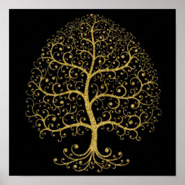 Luxus Tree of Life Black Gold Moderne Poster