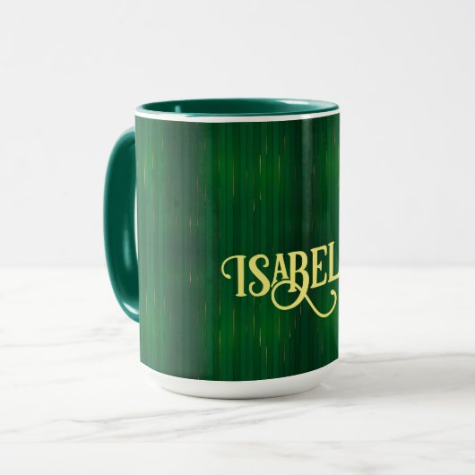 Luxus Trendy Green Gold Linen Texture Collection Tasse (Vorderseite Links)