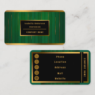 Luxus Trendy Green Gold Linen Texture Collection Visitenkarte