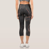 Luxus Trendy Marble Pink Black Capri Leggings (Rückseite)