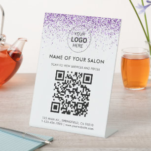 Luxus triefendes Glitzer-Lila Salon-Podest-Schild Sockelschild