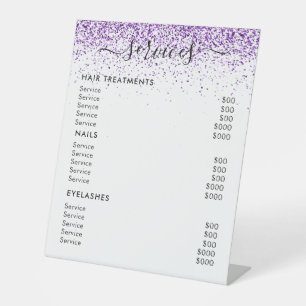 Luxus triefendes Glitzer-Lila Salon-Podest-Schild Sockelschild