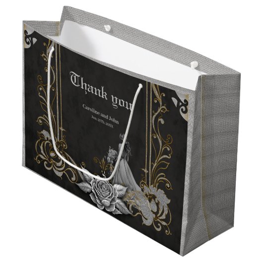 Luxus trifft Romantik. Große Geschenktüte (Vorderseite Schrägansicht)