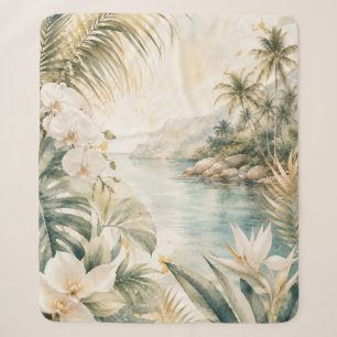 Luxus-Tropen-Küsten-Aquarell-Wandkunst   Sherpadecke