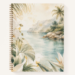 Luxus-Tropen-Küsten-Watercolor-Wandkunst Notizblock