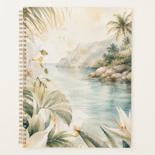 Luxus-Tropen-Küsten-Watercolor-Wandkunst   Planer