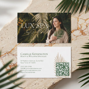 Luxus-Tropen-Palmblatt-Spa-Wellness-Foto-QR Visitenkarte