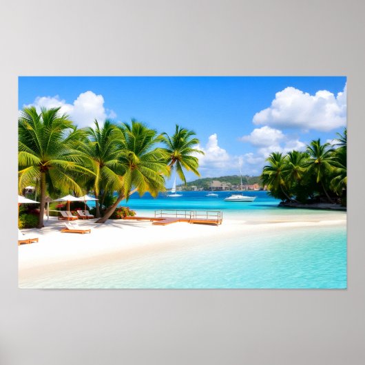 Luxus-Tropen-Resort-Strand Poster (Vorne)