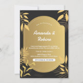 Luxus Tropical Gold & Black Wedding Einladung (Vorderseite)