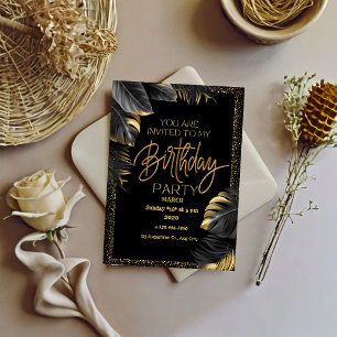 Luxus Tropical Leaf Happy Birthday Party Einladung