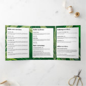 Luxus Tropical Moderne Boutique & Salon Green Dreifach Gefaltete Karte (Innenseite)